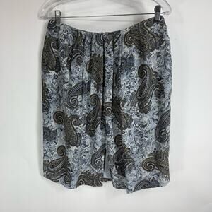 100% Silk Paisley Skirt Blue Grey Black Sz 12